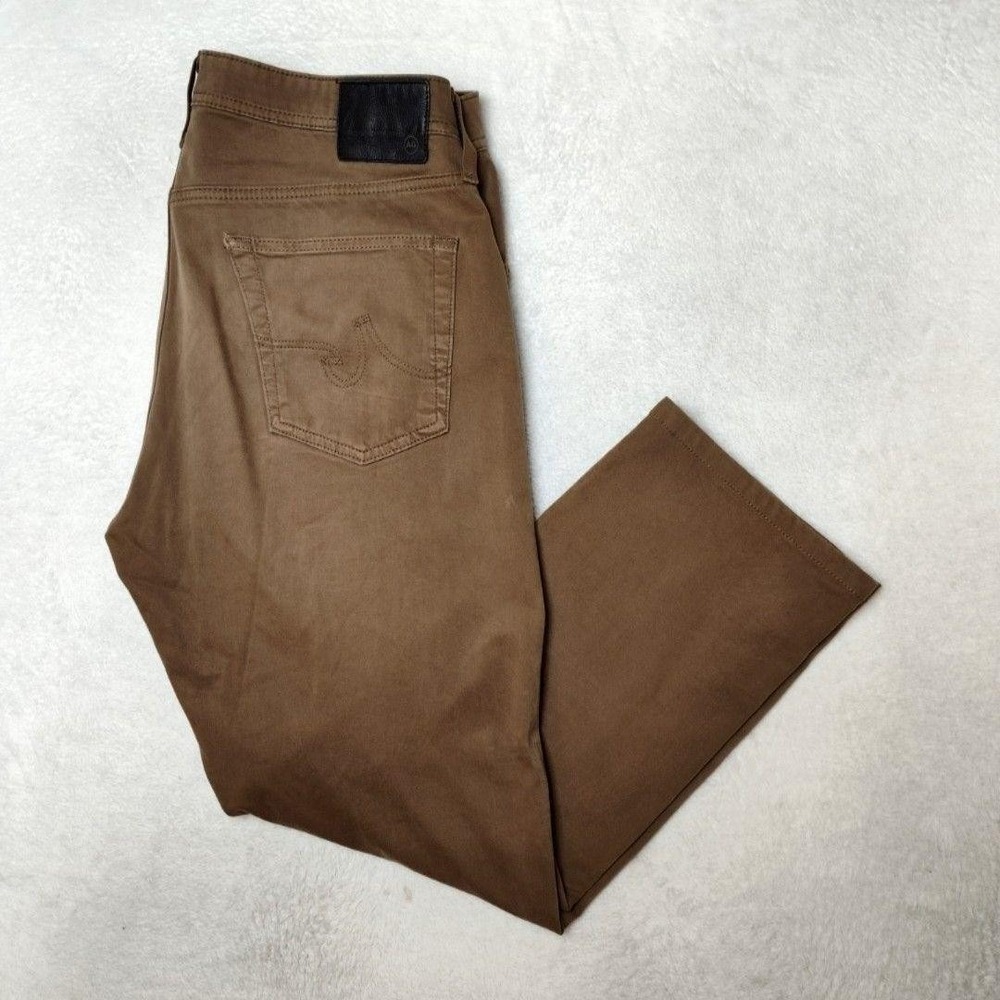 AG Adriano Goldschmied Jeans Men 35x27 Brown Everett Straight Slim Made in Italy